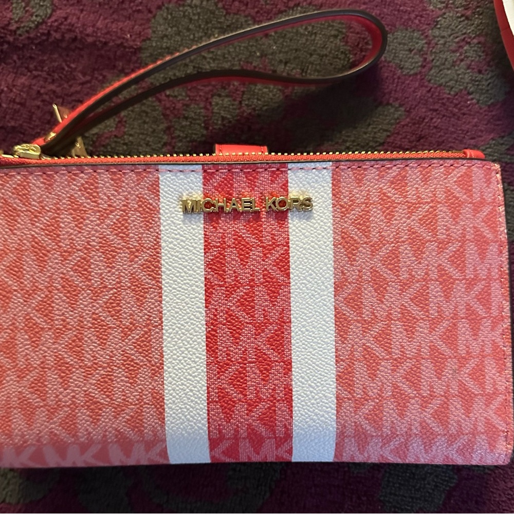 Michael Kors Red and White Clutch